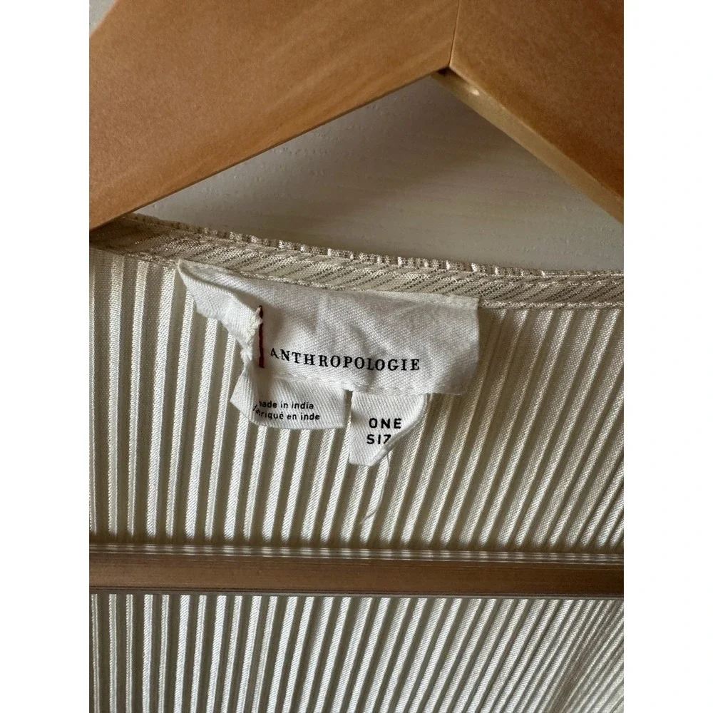 Anthropologie Kimono‎ Duster One Size Open Front Striped Pleated Cardigan - Picture 2 of 3
